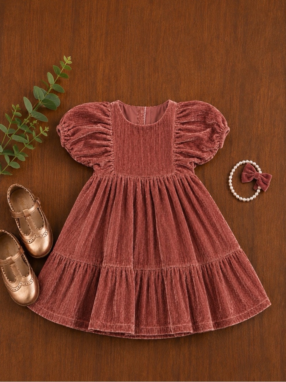 18M H&M dusty rose crushed velvet dress - Picture 1 of 4